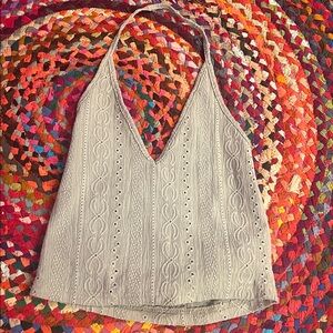 Light Green Halter Top Open Back With Eyelet Details